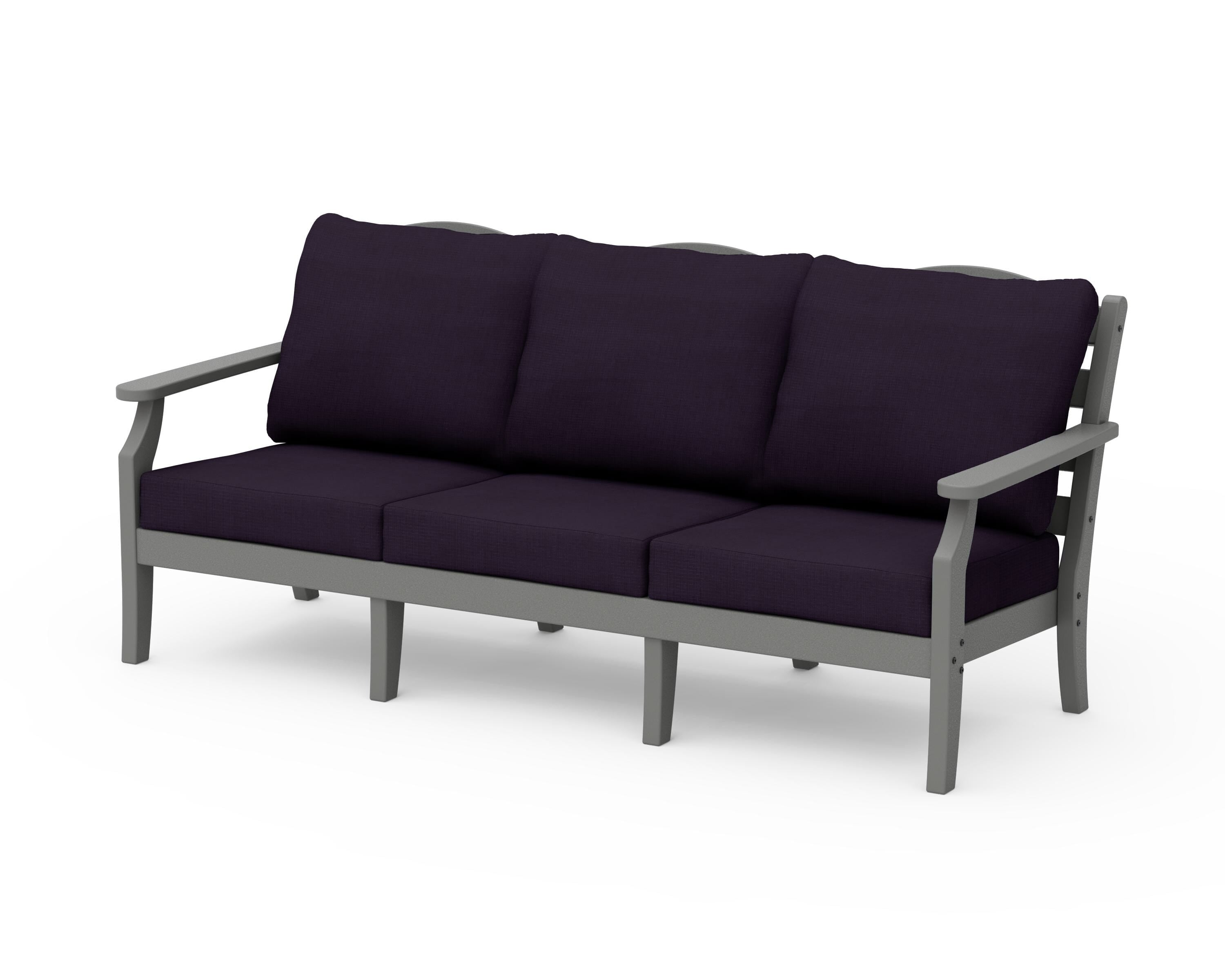 Draper James™ by  POLYWOOD® Savannah Deep Seating Sofa in Slate Grey / Navy Linen