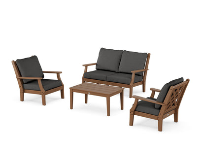 Country Living Wovendale 4-Piece Deep Seating Set with Loveseat in Teak / Spectrum Carbon