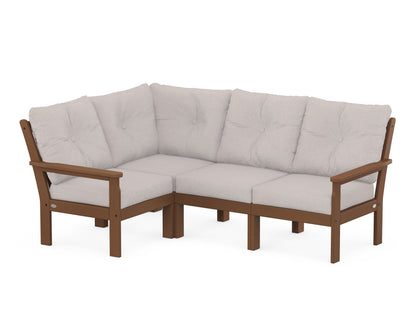 POLYWOOD® Vineyard 4-Piece Sectional in Teak / Dune Burlap