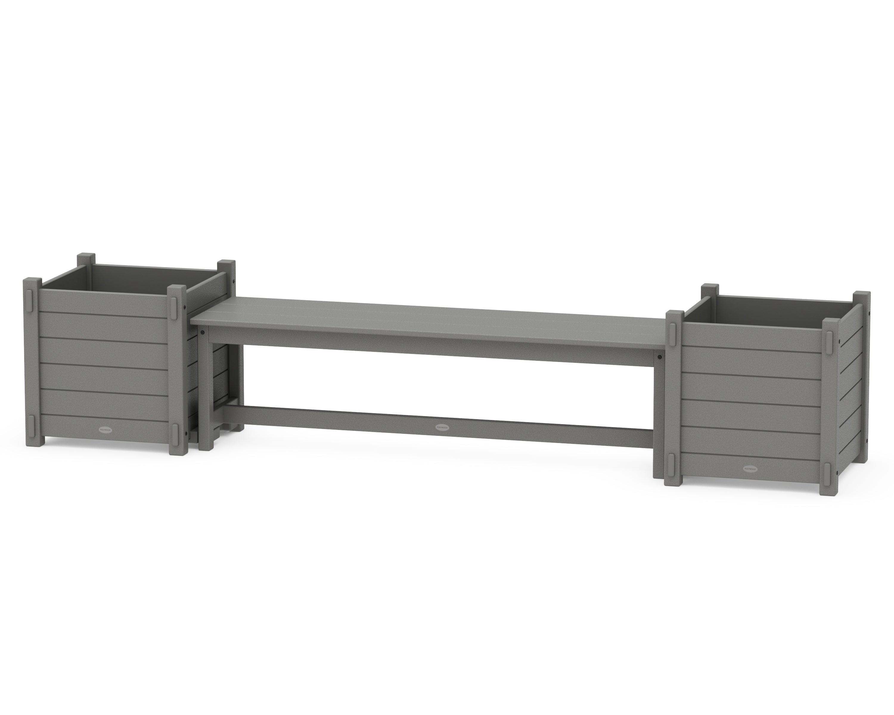 POLYWOOD® 60" Nautical Straight Planter Bench Set - Large in Slate Grey
