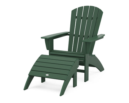 POLYWOOD® Nautical Curveback Adirondack Chair 2-Piece Set with Ottoman in Green
