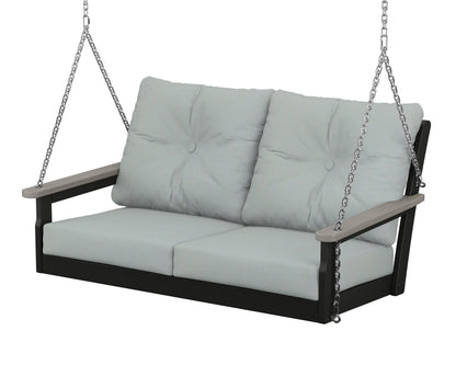 POLYWOOD® Vineyard Deep Seating Swing in Black / Driftwood / Spa
