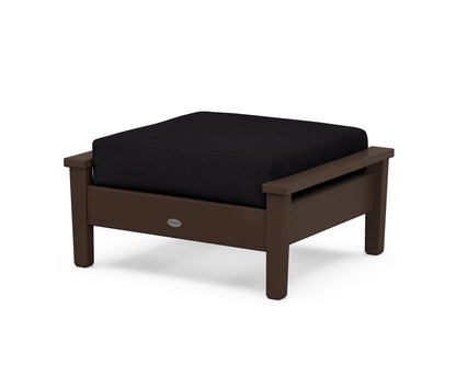 POLYWOOD® Prescott Deep Seating Ottoman in Mahogany / Midnight Linen