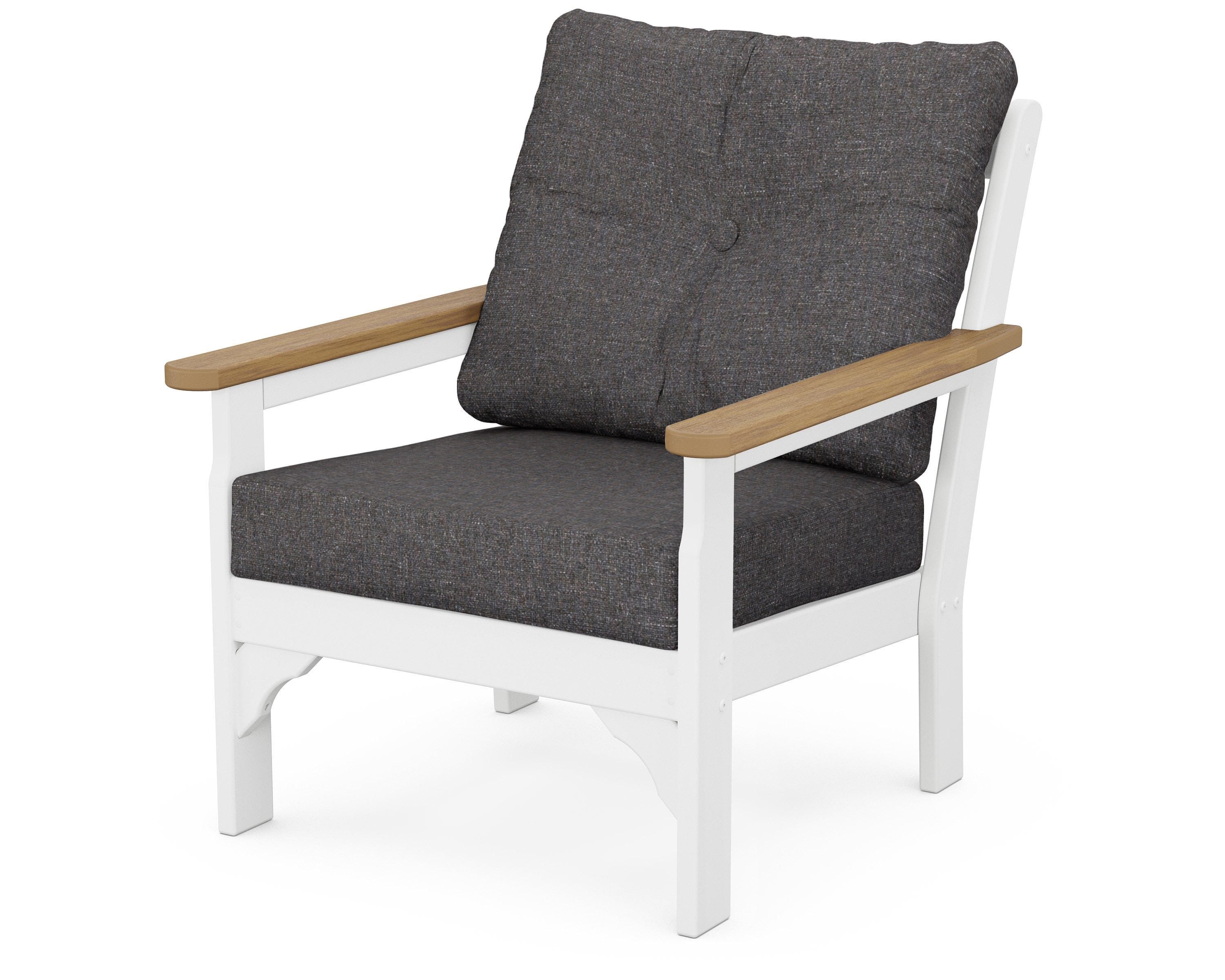 POLYWOOD® Vineyard Deep Seating Chair in White / Natural / Ash Charcoal