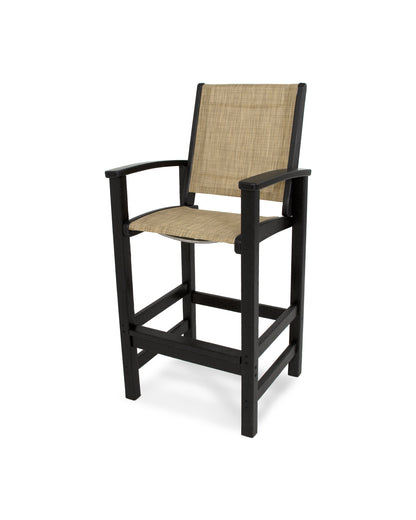 POLYWOOD® Coastal Bar Chair in Black / Burlap Sling