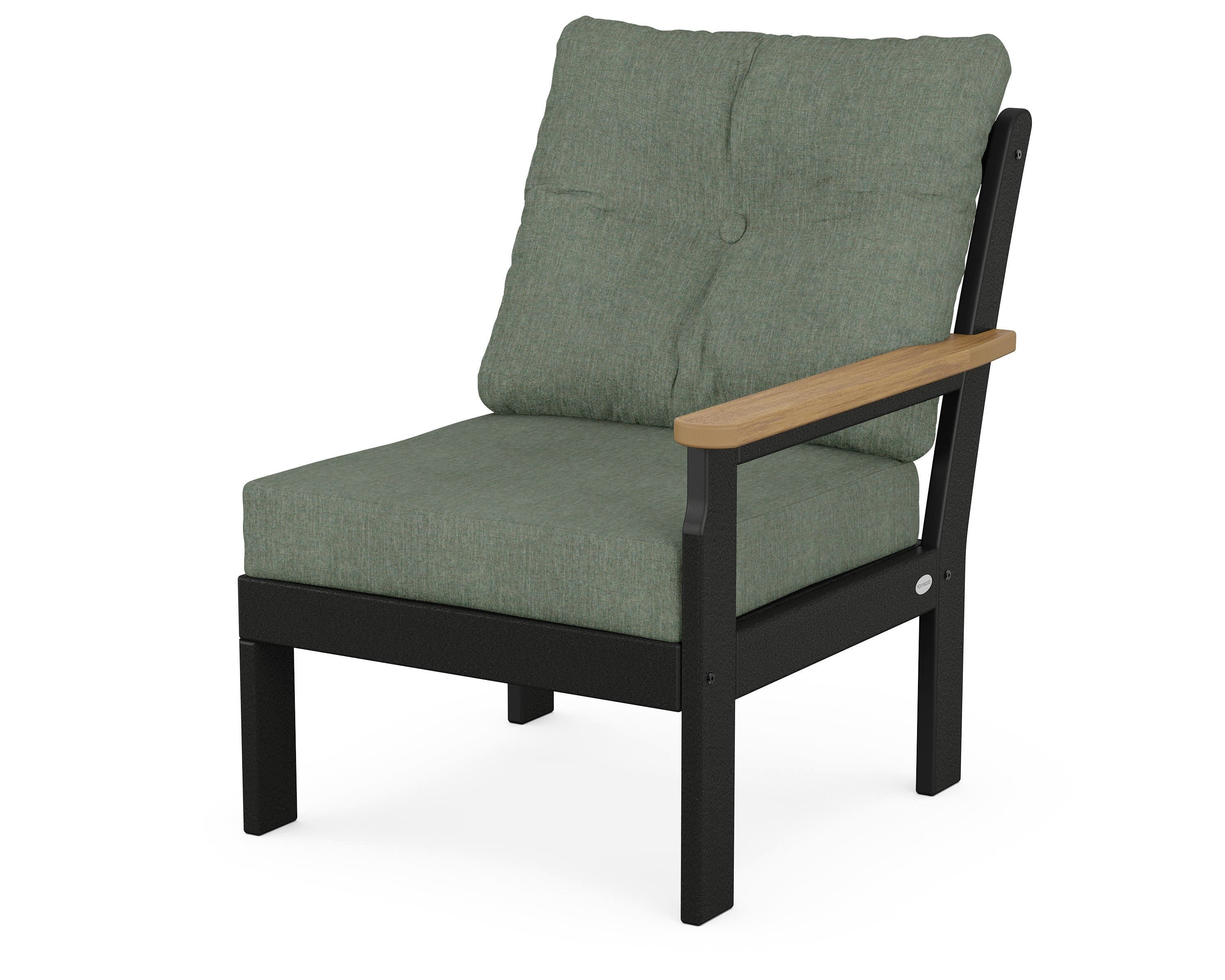 POLYWOOD® Vineyard Modular Right Arm Chair in Black / Natural / Cast Sage