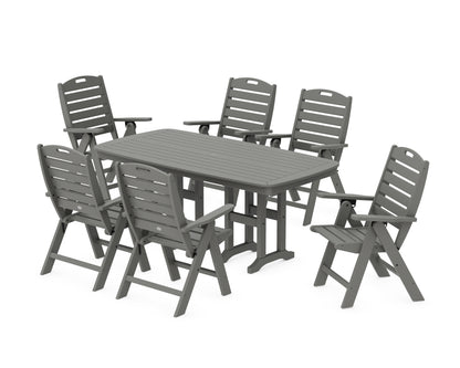 POLYWOOD® Nautical Folding Highback Chair 7-Piece Dining Set in Slate Grey