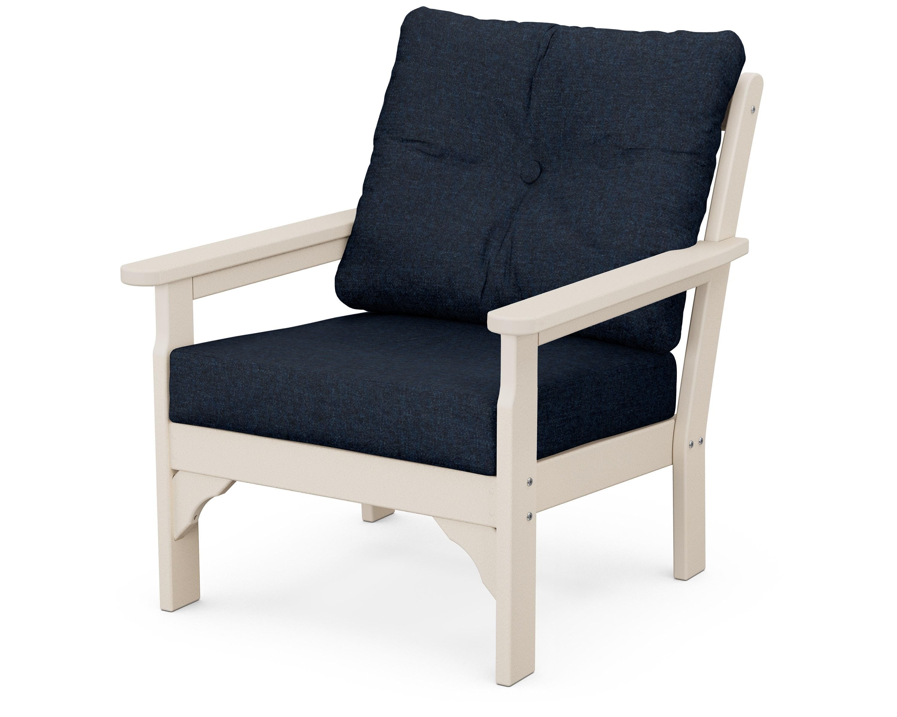 POLYWOOD® Vineyard Deep Seating Chair in Sand / Marine Indigo