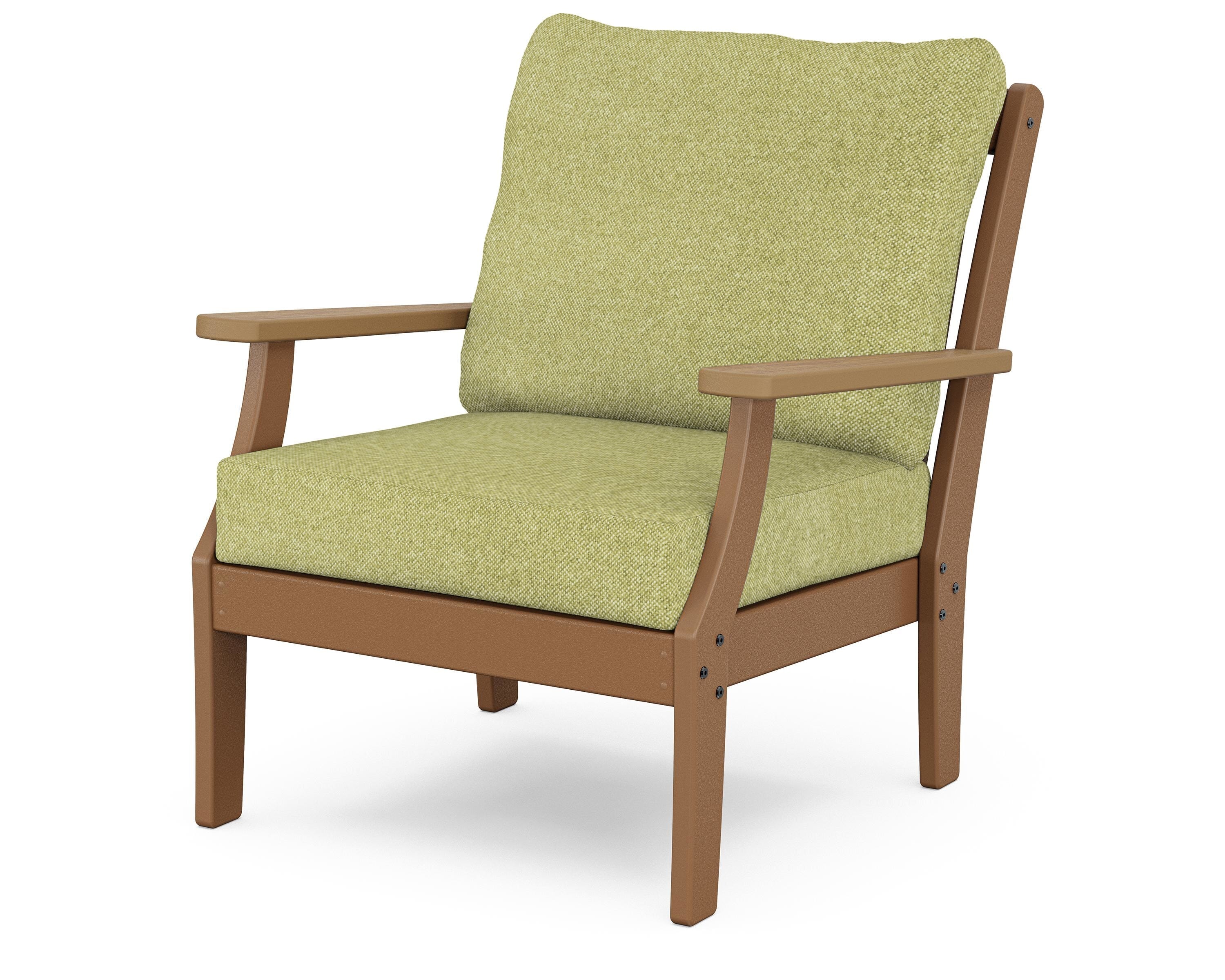 POLYWOOD® Braxton Deep Seating Chair in Teak / Natural / Chartreuse Boucle