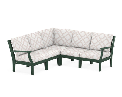 POLYWOOD® Braxton Modular 5-Piece Deep Seating Set in Green / Trellis Dune Burlap