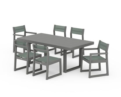 POLYWOOD® EDGE Sling 7-Piece Dining Set in Slate Grey / Dupioni Sea Mist Sling