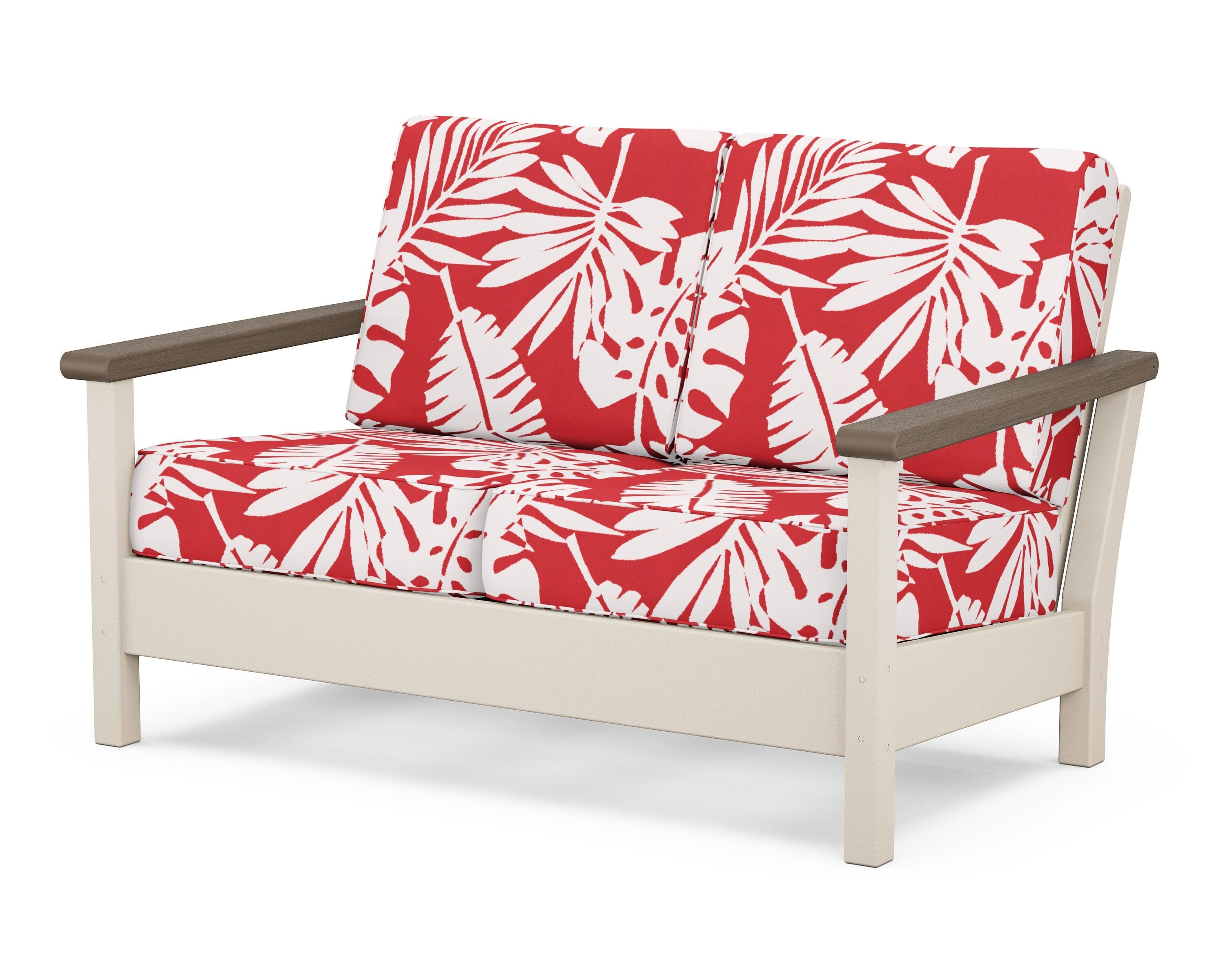 POLYWOOD® Harbour Deep Seating Loveseat in Sand / Kona / Leaf Crimson