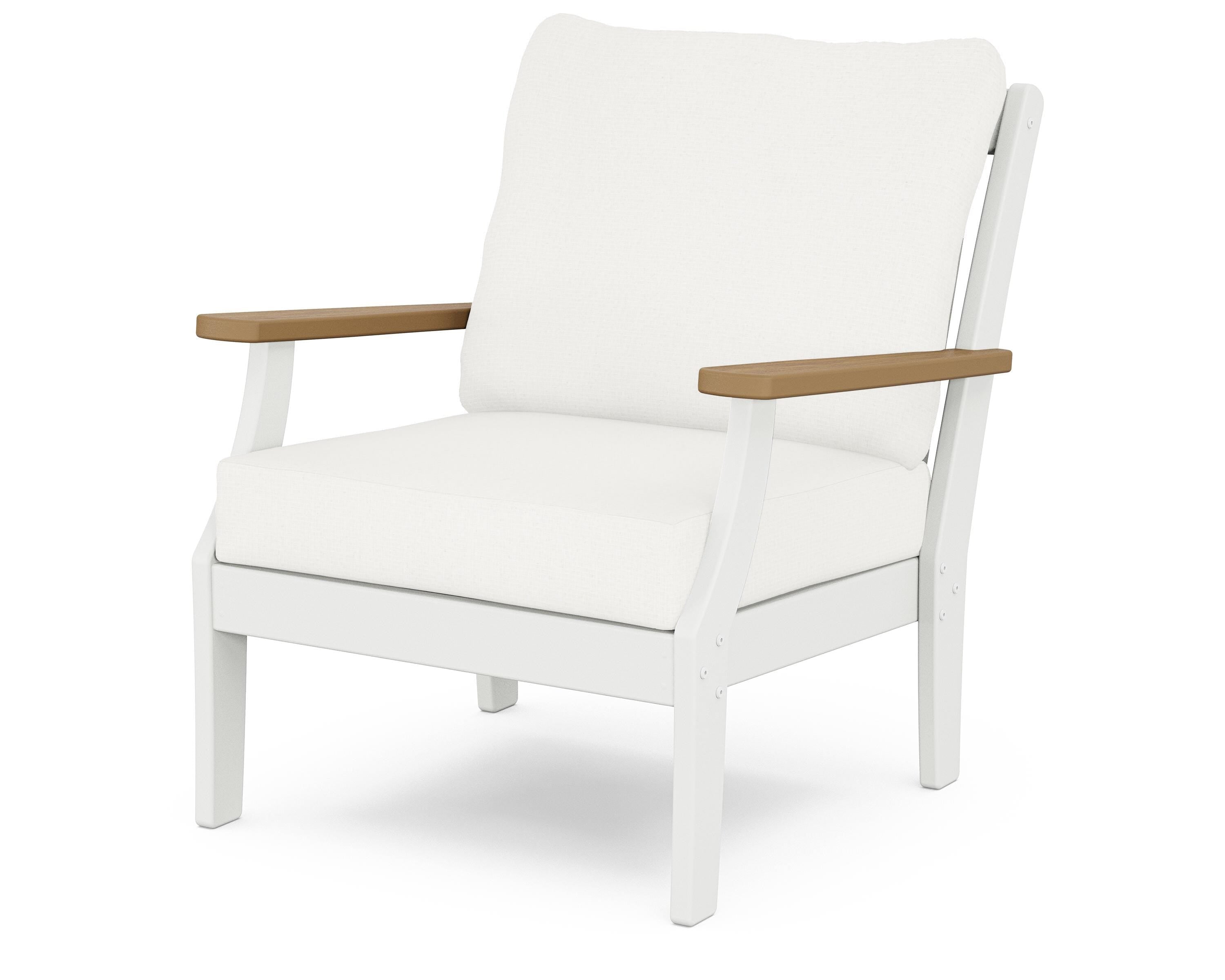 POLYWOOD® Braxton Deep Seating Chair in White / Natural / Natural Linen