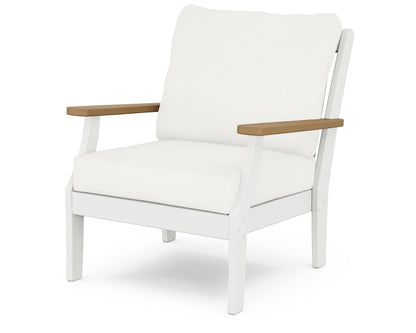 POLYWOOD® Braxton Deep Seating Chair in White / Natural / Natural Linen