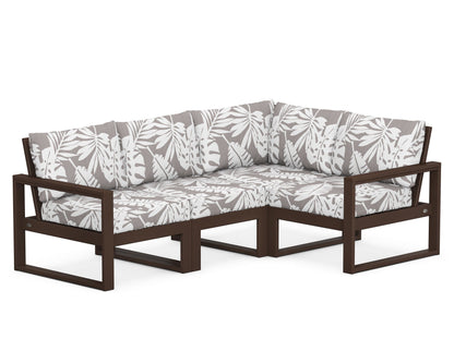 POLYWOOD® EDGE 4-Piece Modular Deep Seating Set in Mahogany / Leaf Grey Mist