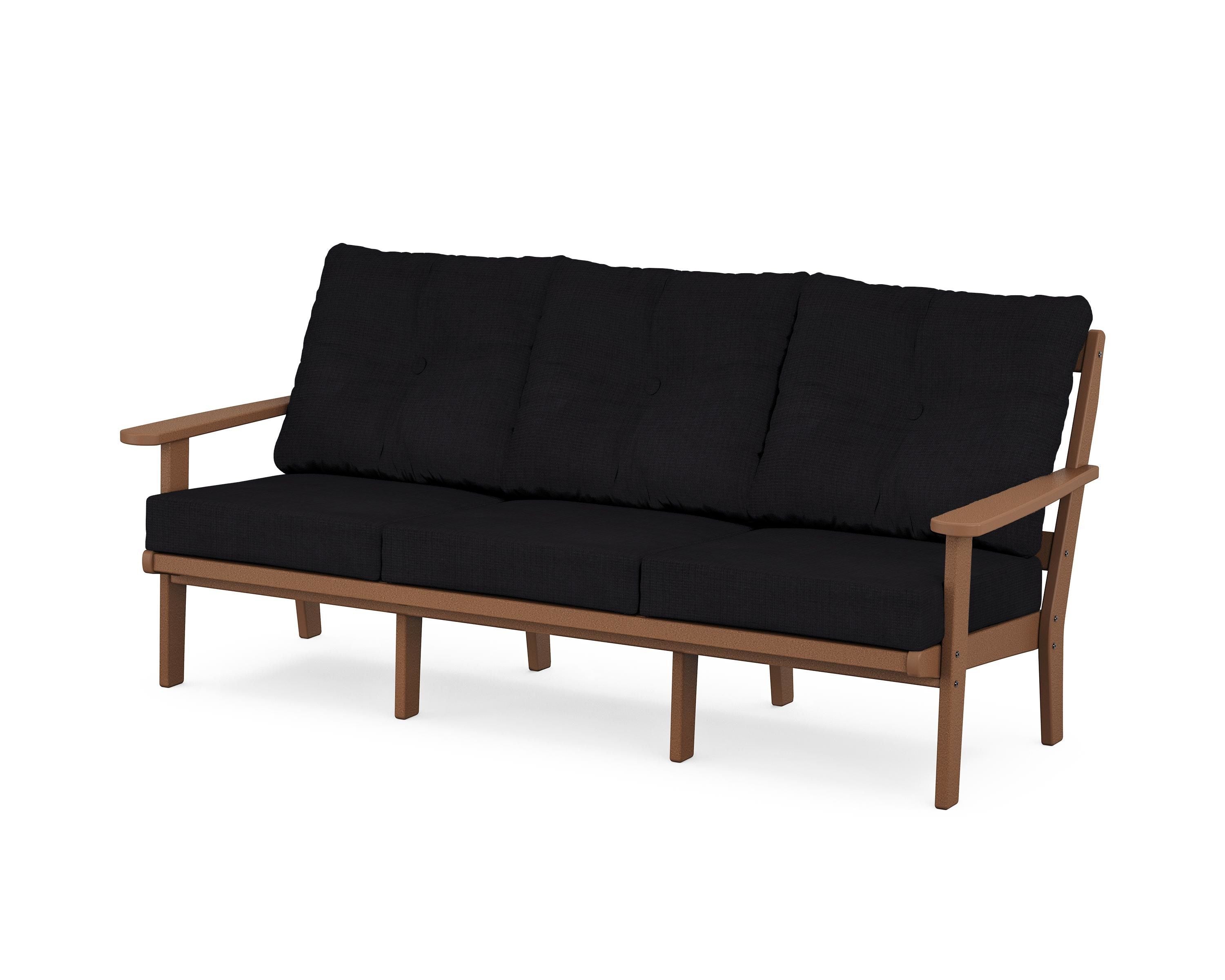 POLYWOOD® Mission Deep Seating Sofa in Teak / Midnight Linen