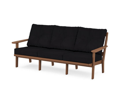 POLYWOOD® Mission Deep Seating Sofa in Teak / Midnight Linen