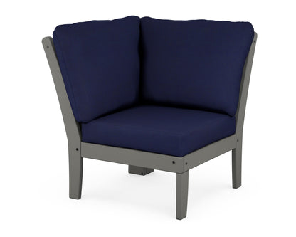 POLYWOOD® Braxton Modular Corner Chair in Slate Grey / Navy