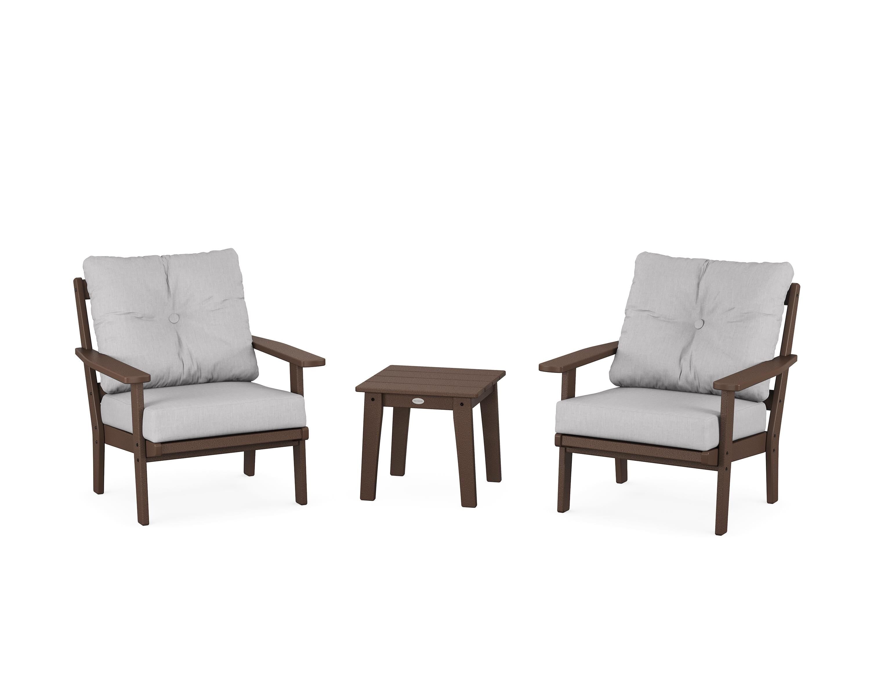 POLYWOOD® Prairie 3-Piece Deep Seating Set in Mahogany / Granite