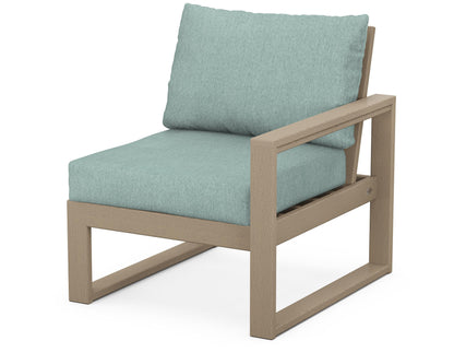 POLYWOOD® EDGE Modular Right Arm Chair in Vintage Sahara / Glacier Spa
