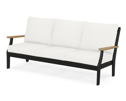 POLYWOOD® Braxton Deep Seating Sofa in Black / Natural / Natural Linen