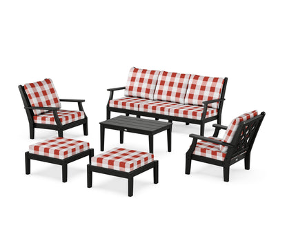 Country Living Wovendale 6-Piece Lounge Sofa Set in Black / Buffalo Plaid Crimson