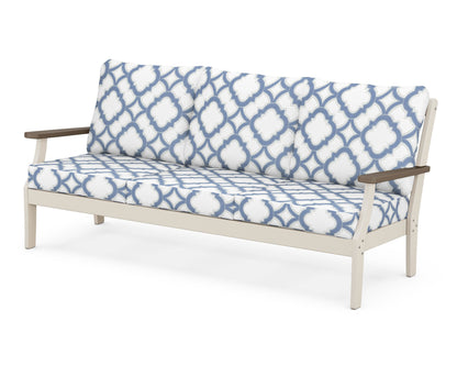 POLYWOOD® Braxton Deep Seating Sofa in Sand / Kona / Trellis Sky Blue