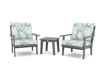 POLYWOOD® Lakeside 3-Piece Deep Seating Chair Set in Slate Grey / Leaf Glacier Spa