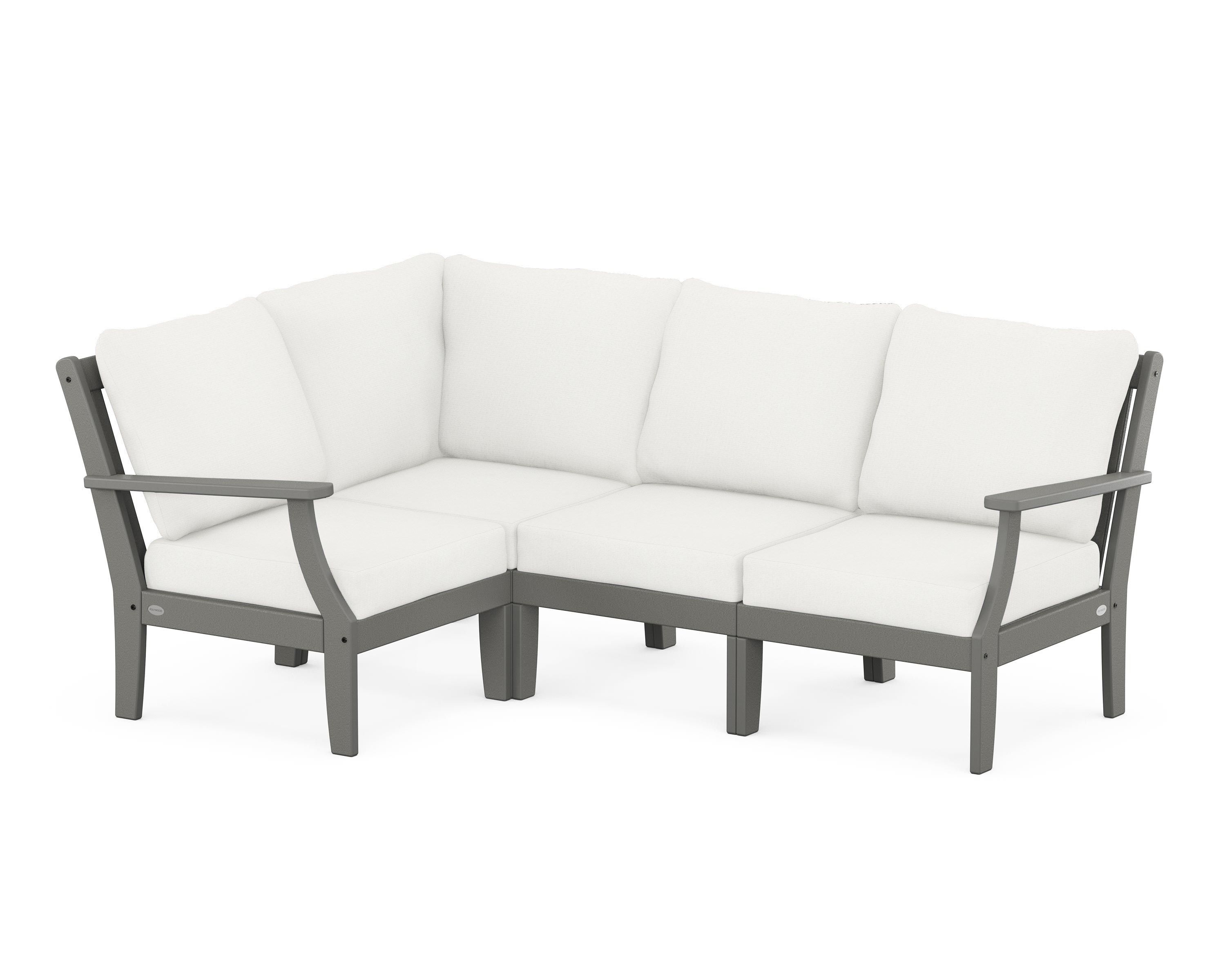 POLYWOOD® Braxton Modular 4-Piece Deep Seating Set in Slate Grey / Natural Linen