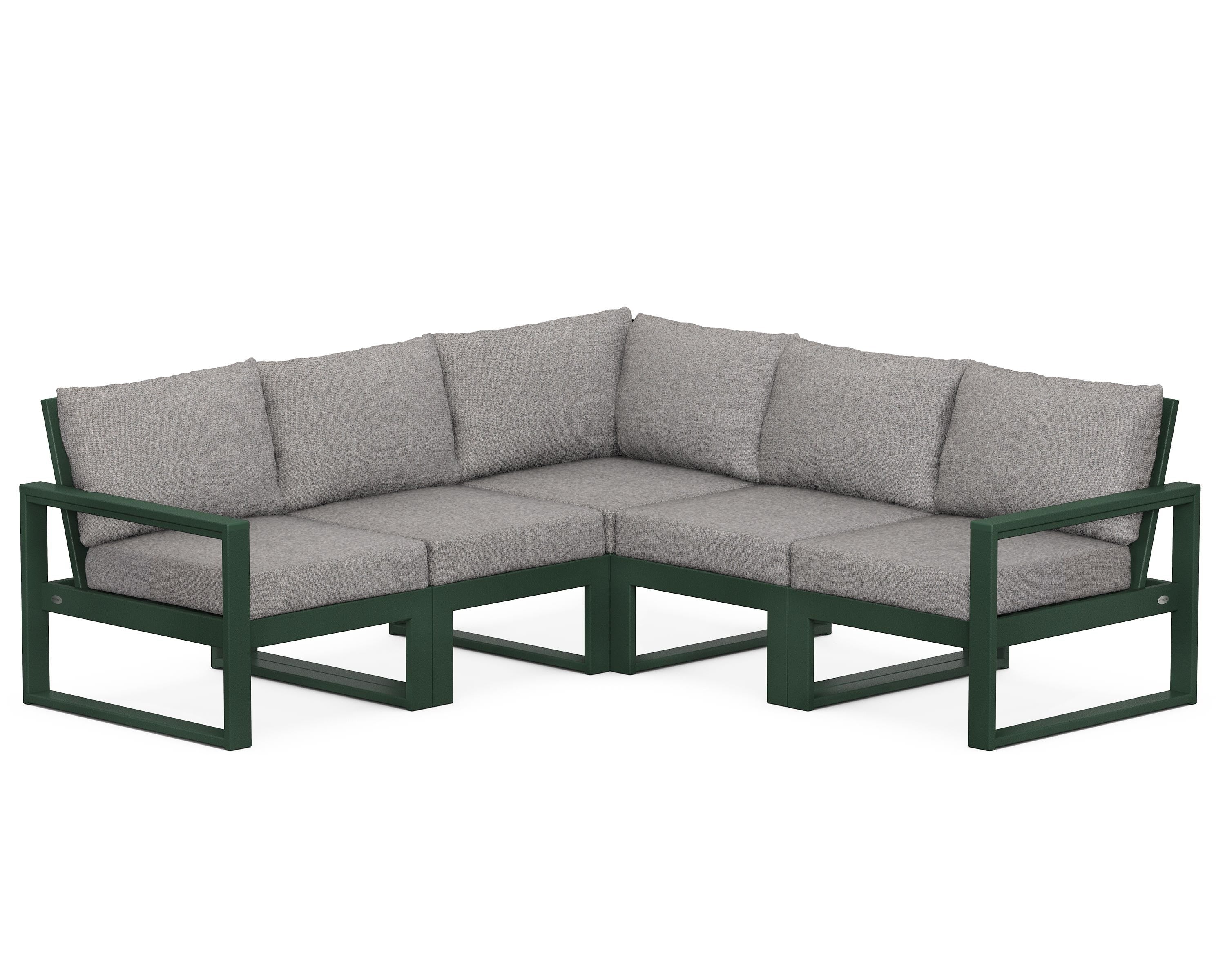 POLYWOOD® EDGE 5-Piece Modular Deep Seating Set in Green / Grey Mist