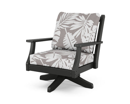 Country Living Wovendale Deep Seating Swivel Chair in Black / Leaf Grey Mist
