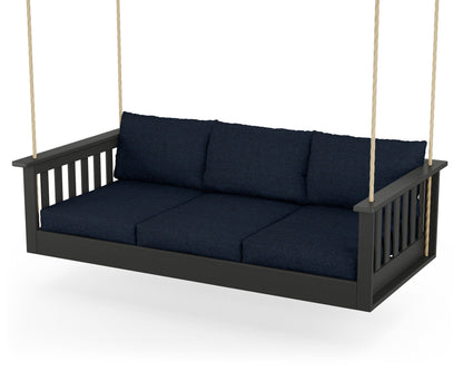 POLYWOOD® Vineyard Daybed Swing in Black / Marine Indigo