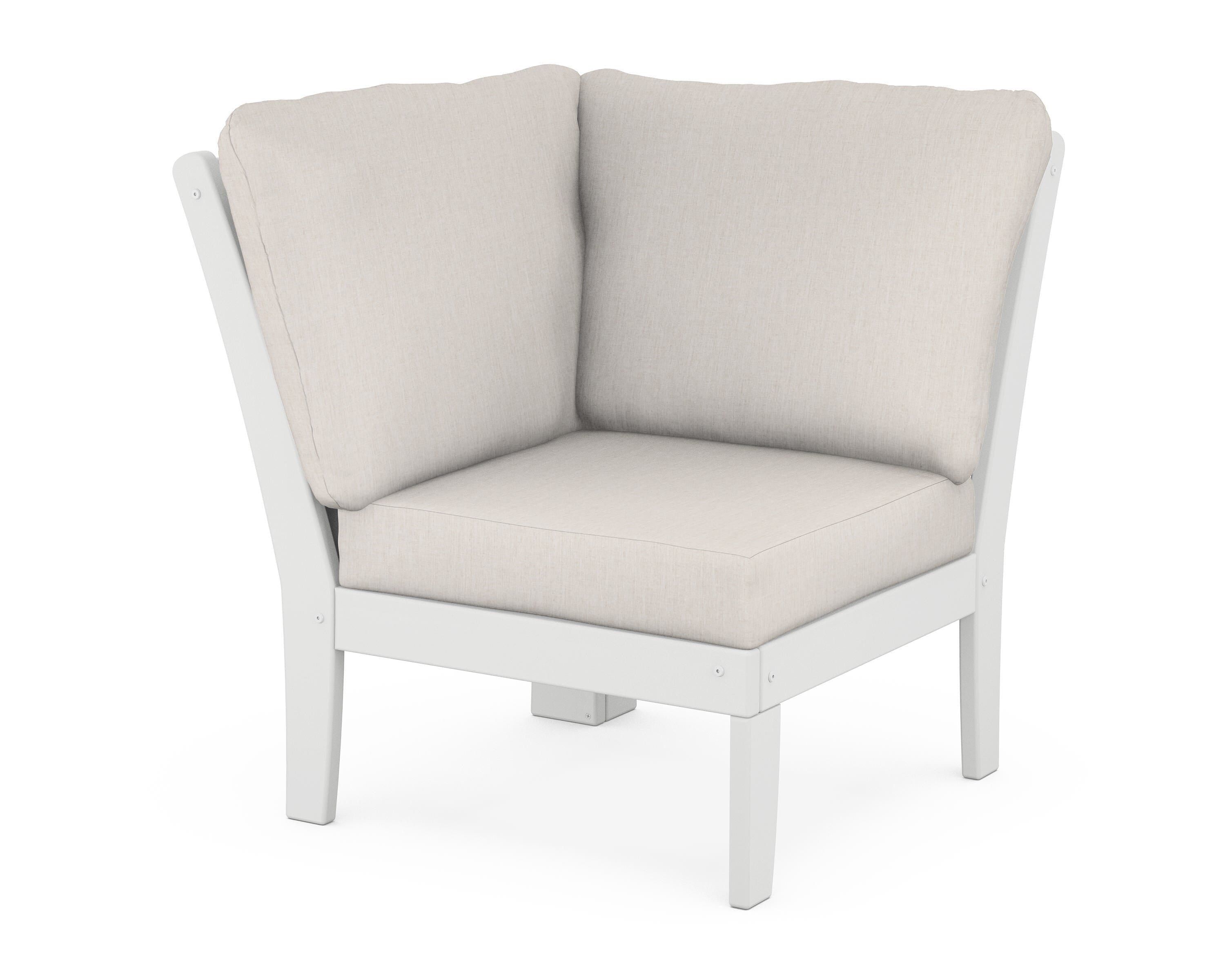 POLYWOOD® Braxton Modular Corner Chair in White / Cast Ash
