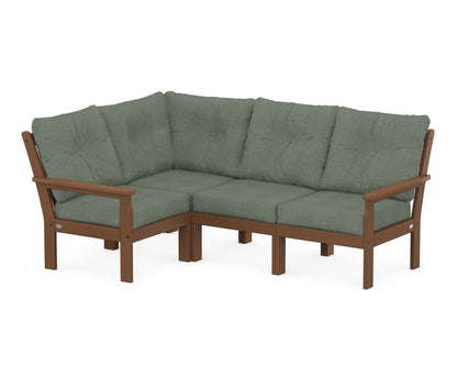 POLYWOOD® Vineyard 4-Piece Sectional in Teak / Cast Sage