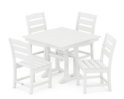 POLYWOOD® Lakeside 5-Piece Farmhouse Trestle Side Chair Dining Set in White