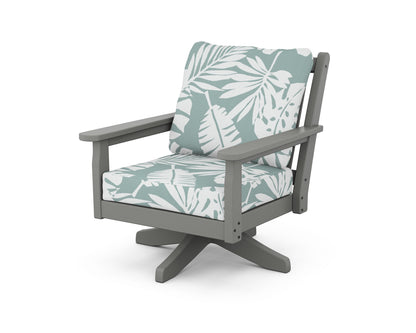 POLYWOOD® Chippendale Deep Seating Swivel Chair in Slate Grey / Leaf Glacier Spa
