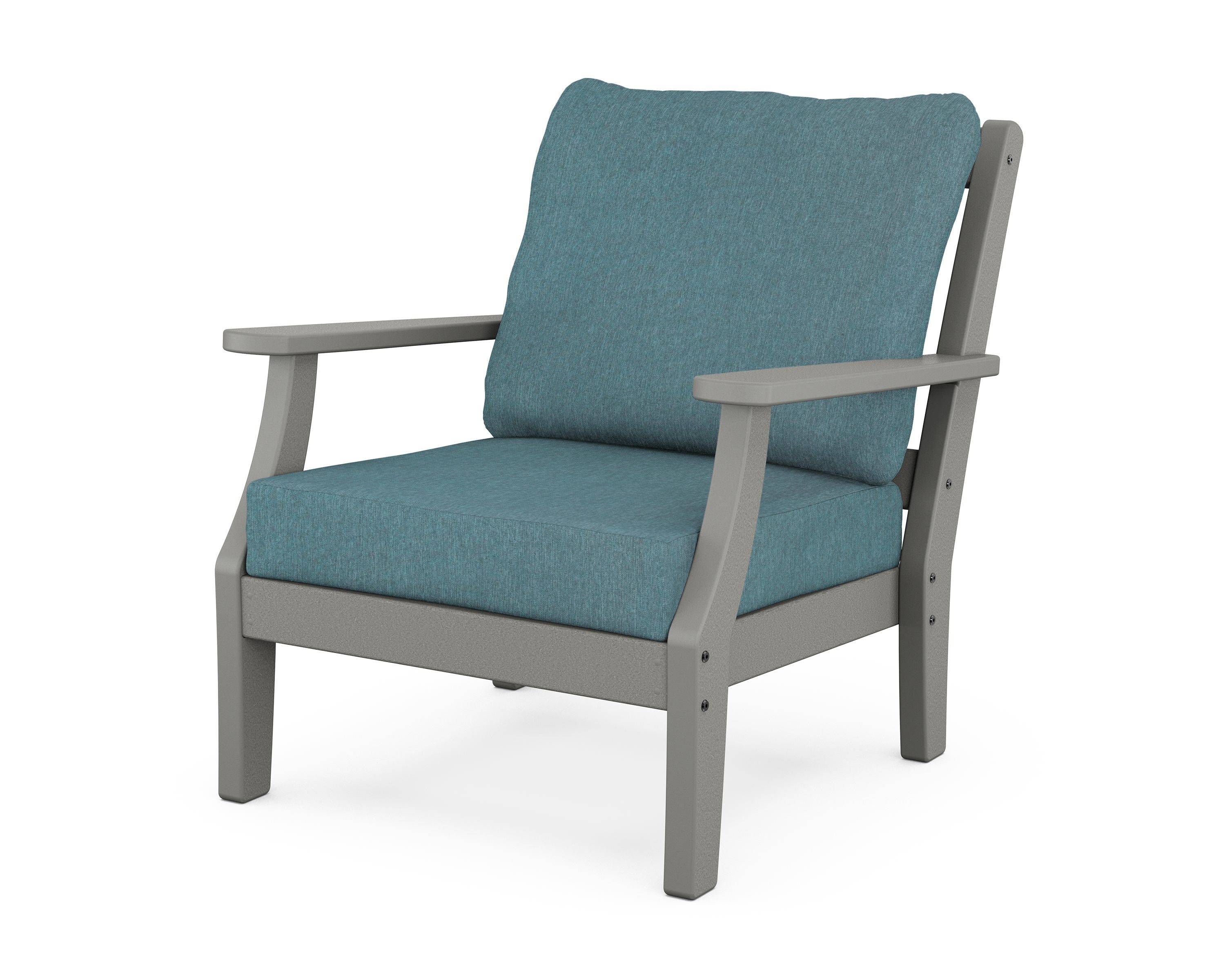 Martha Stewart by POLYWOOD® Chinoiserie Deep Seating Chair in Slate Grey / Ocean Teal