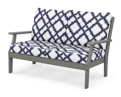 POLYWOOD® Braxton Deep Seating Loveseat in Slate Grey / Trellis Navy