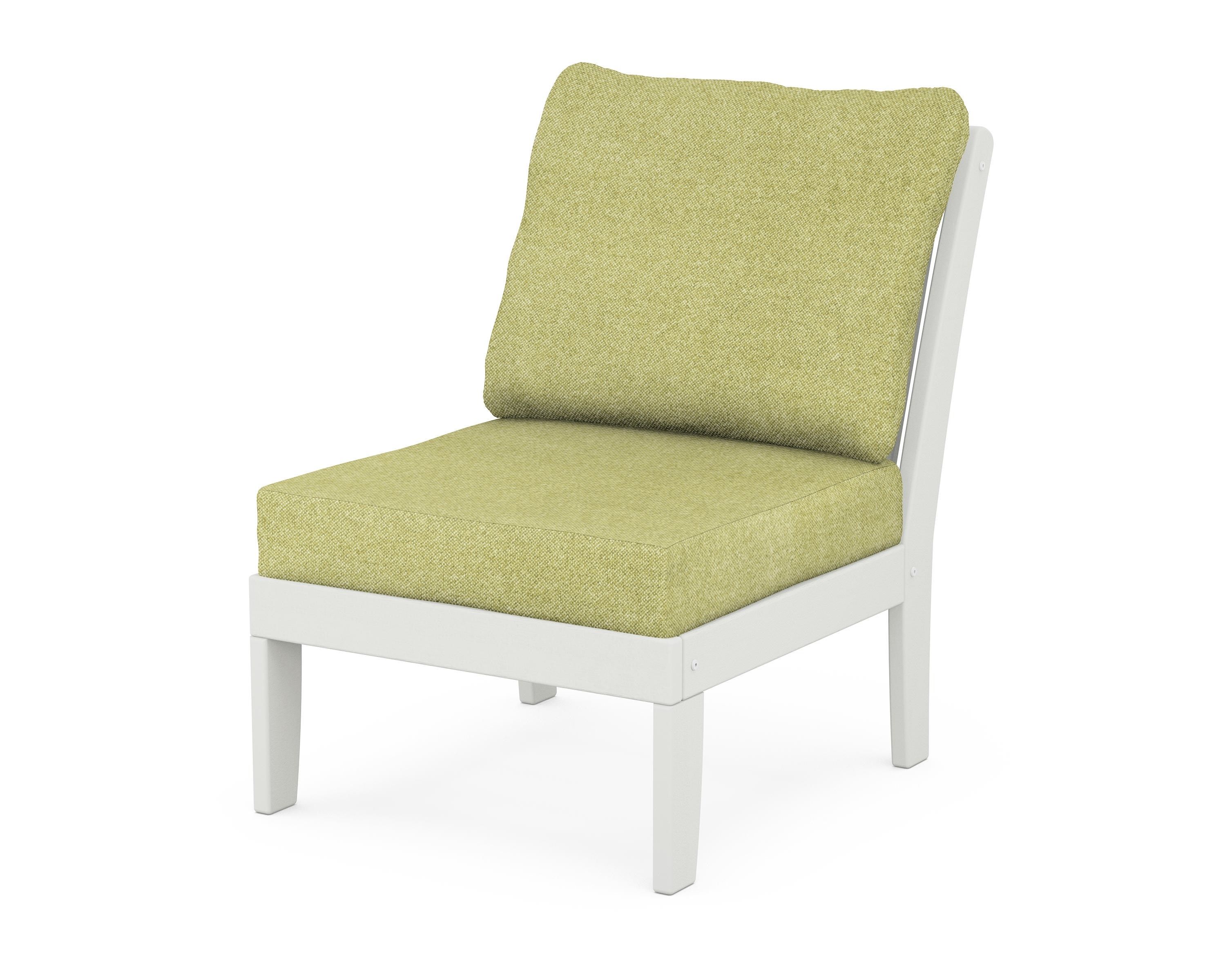 POLYWOOD® Braxton Modular Armless Chair in Vintage White / Chartreuse Boucle