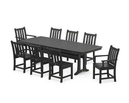 POLYWOOD® Traditional Garden 9-Piece Dining Set with Trestle Legs in Black