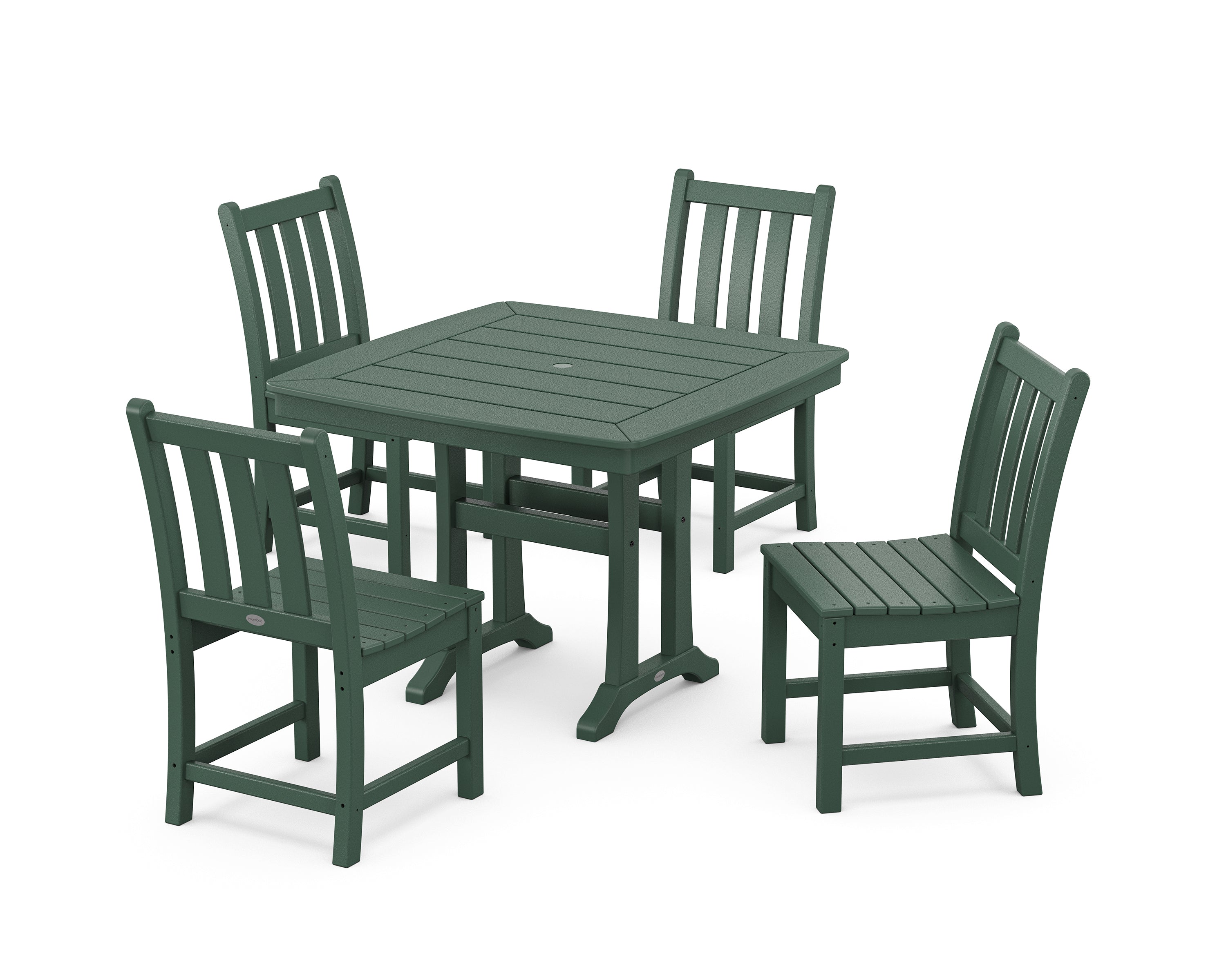 POLYWOOD® Traditional Garden Side Chair 5-Piece Dining Set with Trestle Legs in Green
