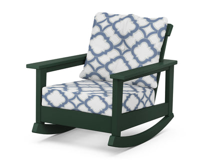 POLYWOOD® Prescott Deep Seating Rocking Chair in Green / Trellis Sky Blue