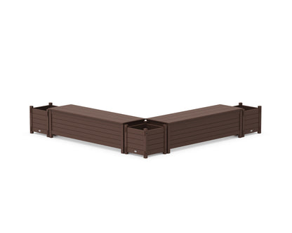 POLYWOOD® 60" Nautical L- Shaped Planter Storage Bench Corner Set in Mahogany