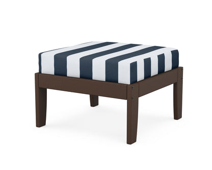 Unbranded Modular Ottoman - Classic in Mahogany / Cabana Stripe Marine Indigo