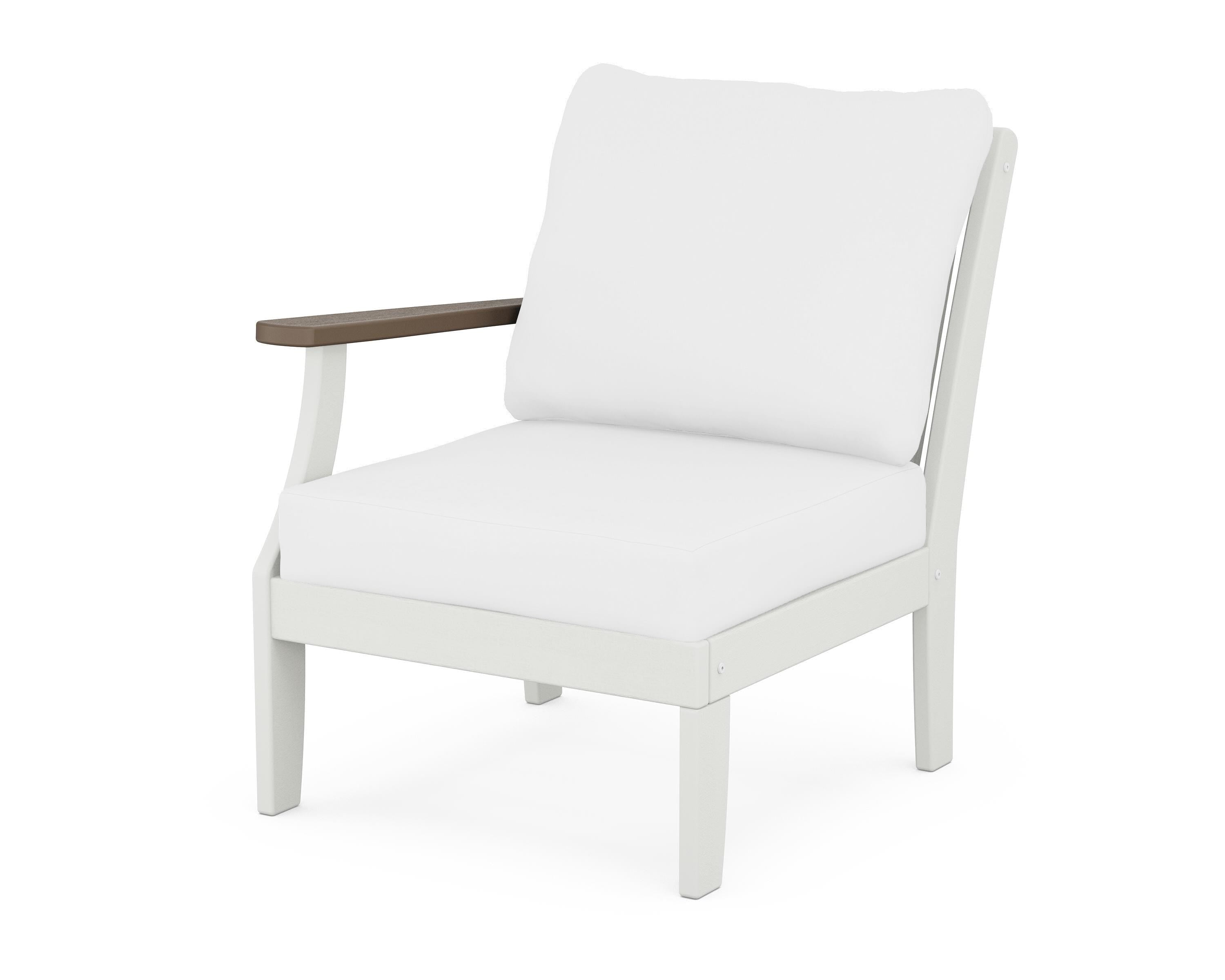 POLYWOOD® Braxton Modular Left Arm Chair in White / Kona / Natural