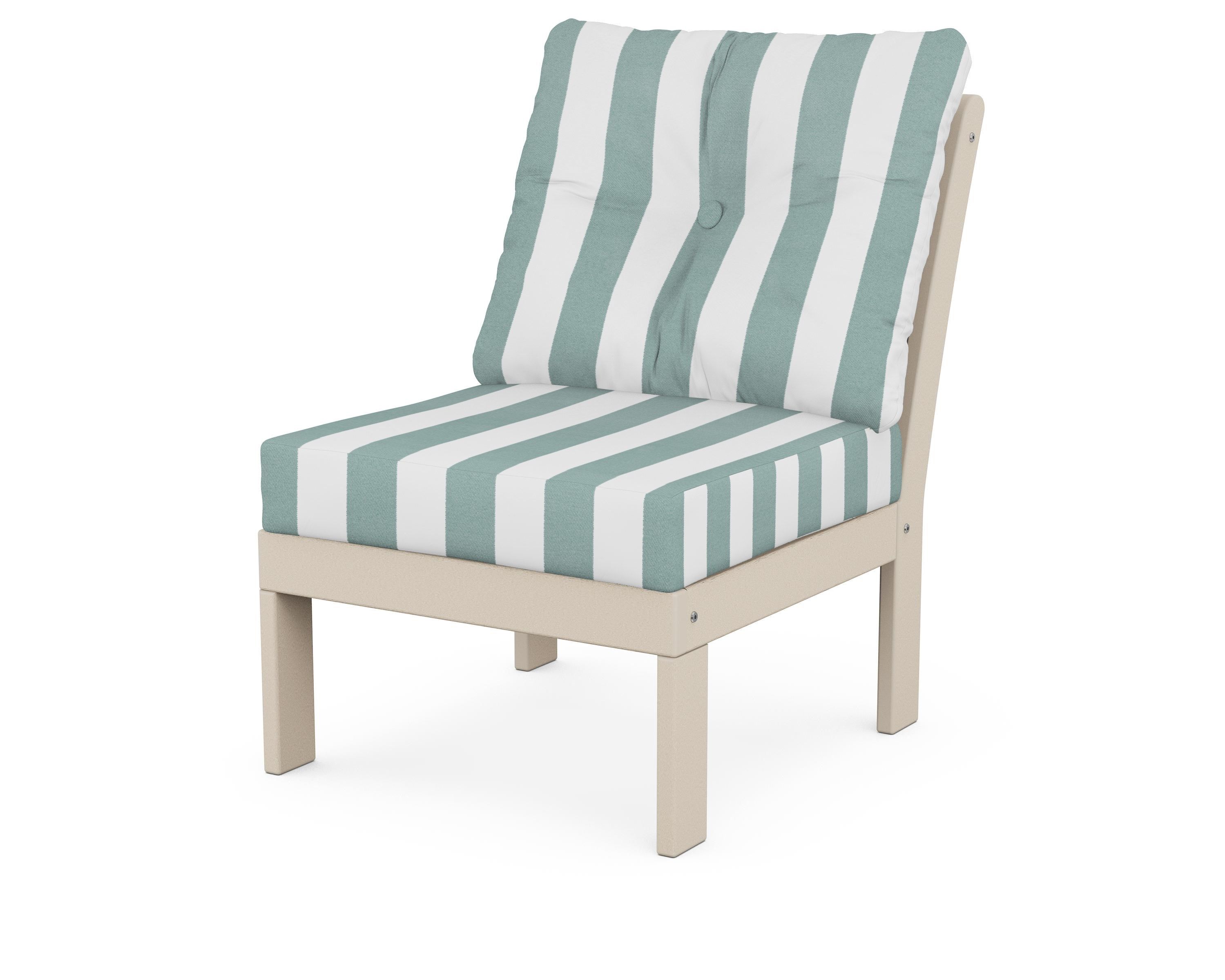 POLYWOOD® Vineyard Modular Armless Chair in Sand / Cabana Stripe Glacier Spa