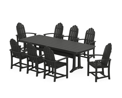 POLYWOOD® Classic Adirondack 9-Piece Dining Set with Trestle Legs in Black