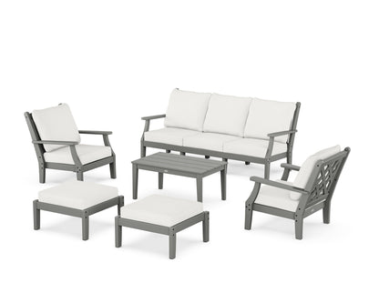Country Living Wovendale 6-Piece Lounge Sofa Set in Slate Grey / Natural Linen
