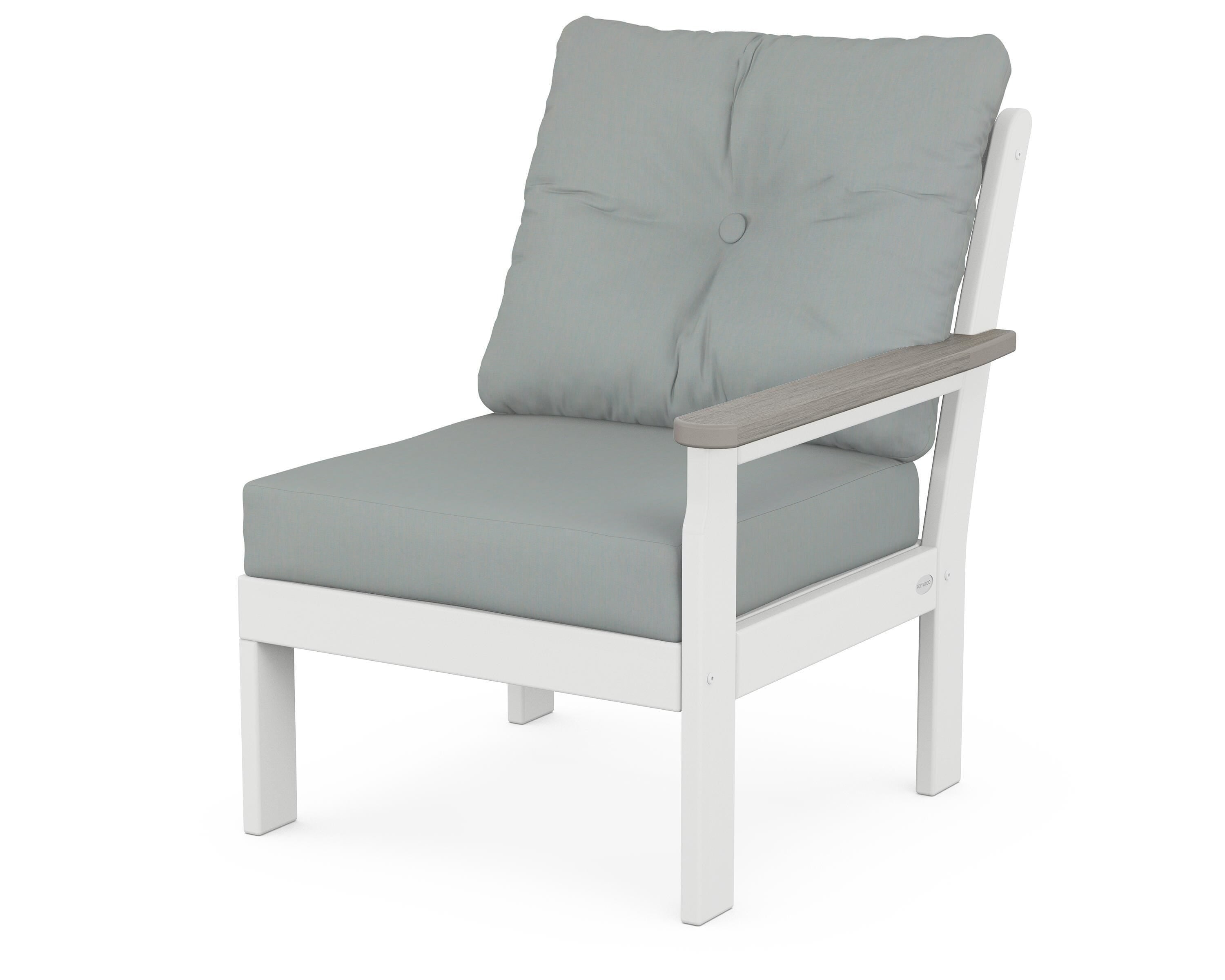 POLYWOOD® Vineyard Modular Right Arm Chair in White / Driftwood / Spa