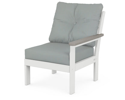 POLYWOOD® Vineyard Modular Right Arm Chair in White / Driftwood / Spa